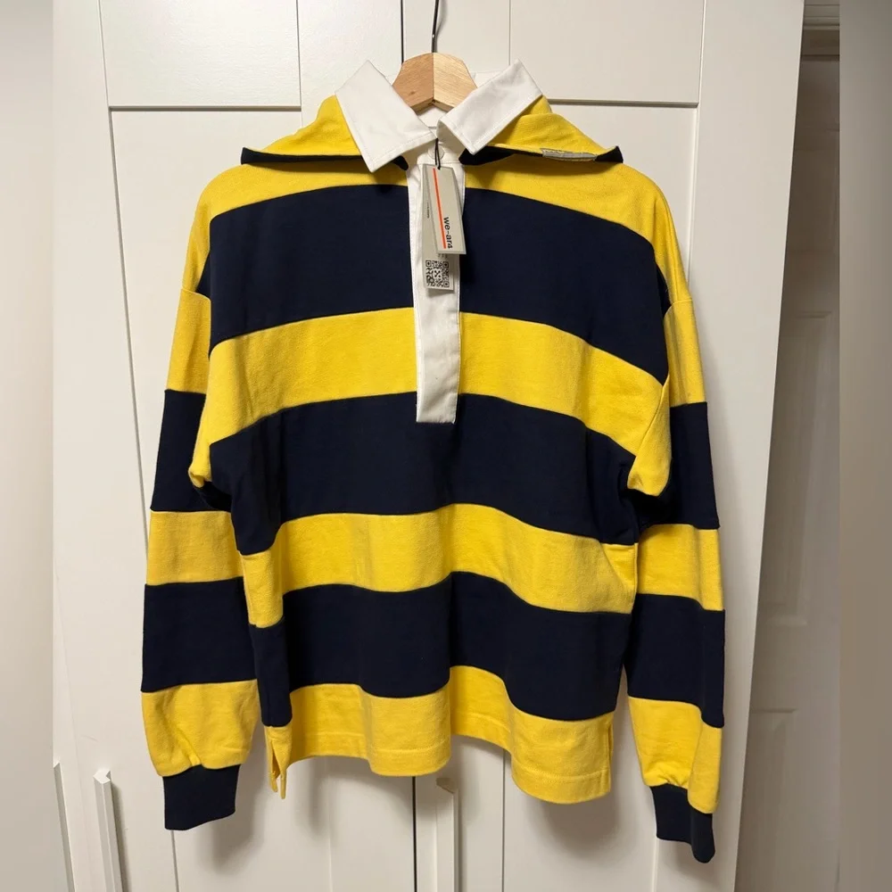 WE-AR4 Striped Yellow and Navy Hoodie - Picture 3 of 5